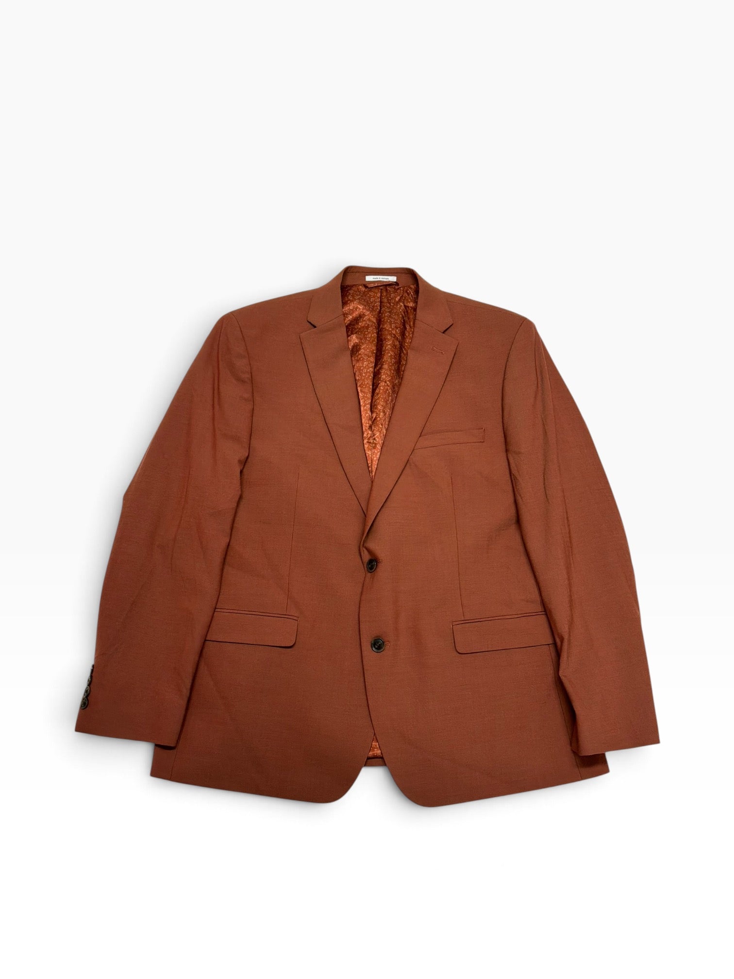 Bar Iii Mens Regular fit Wool Suit Jacket Blazer 46 R Terracotta Red Solid