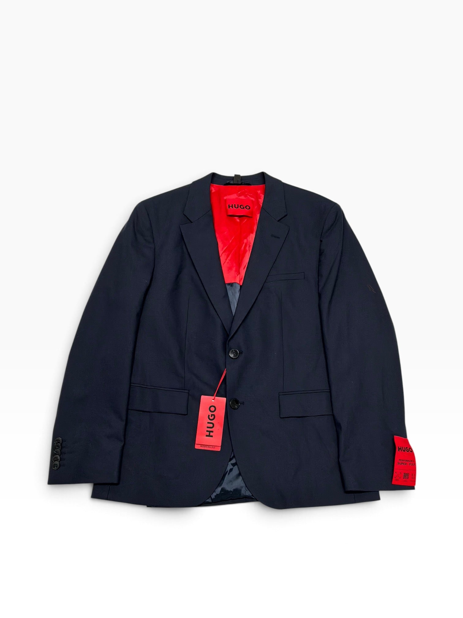 Hugo Boss Mens Slim fit Wool Suit Jacket Blazer 38 S Navy Blue Solid