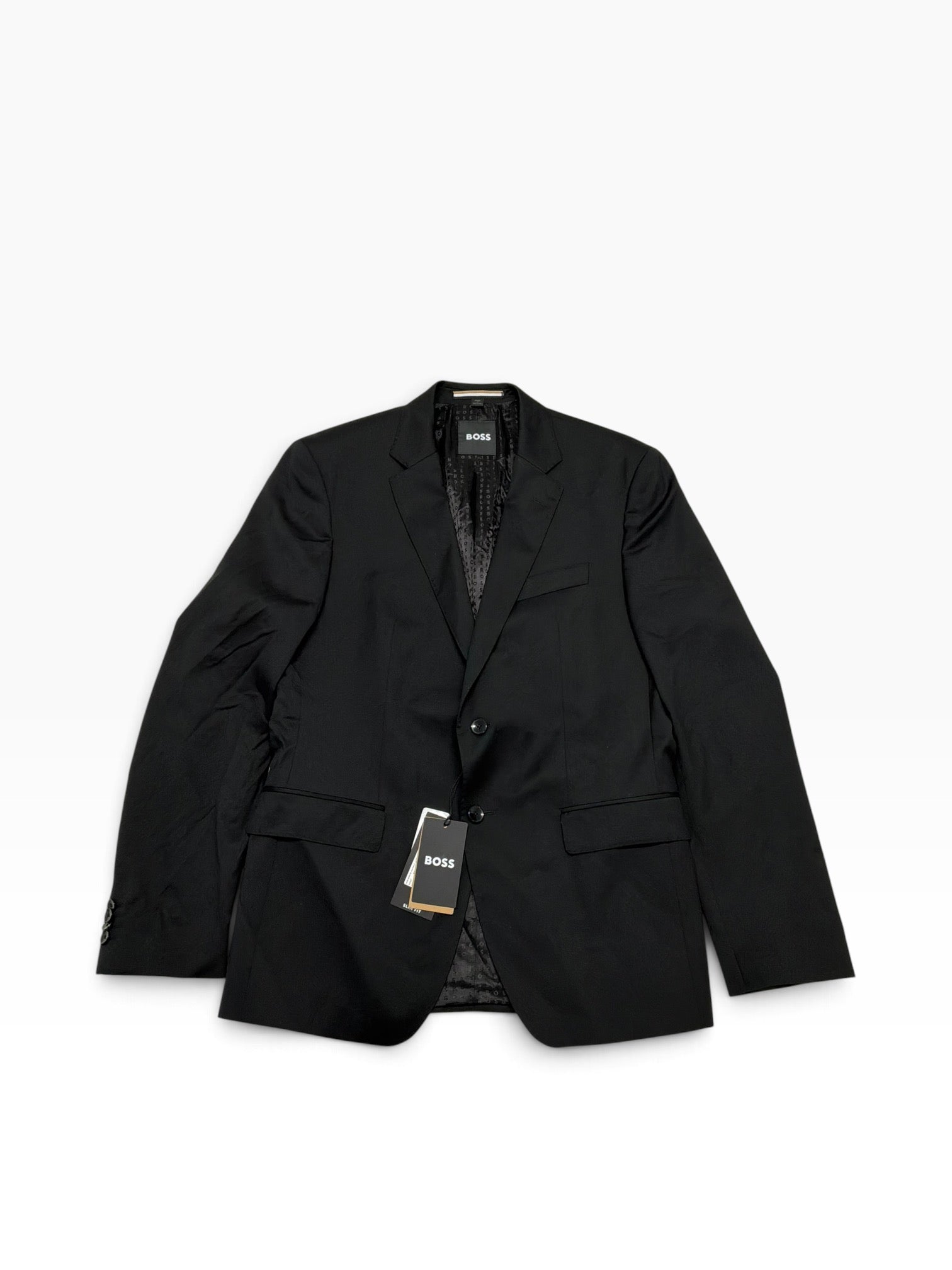 Hugo Boss Mens Slim fit Wool Suit Jacket Blazer 42 R Black Solid