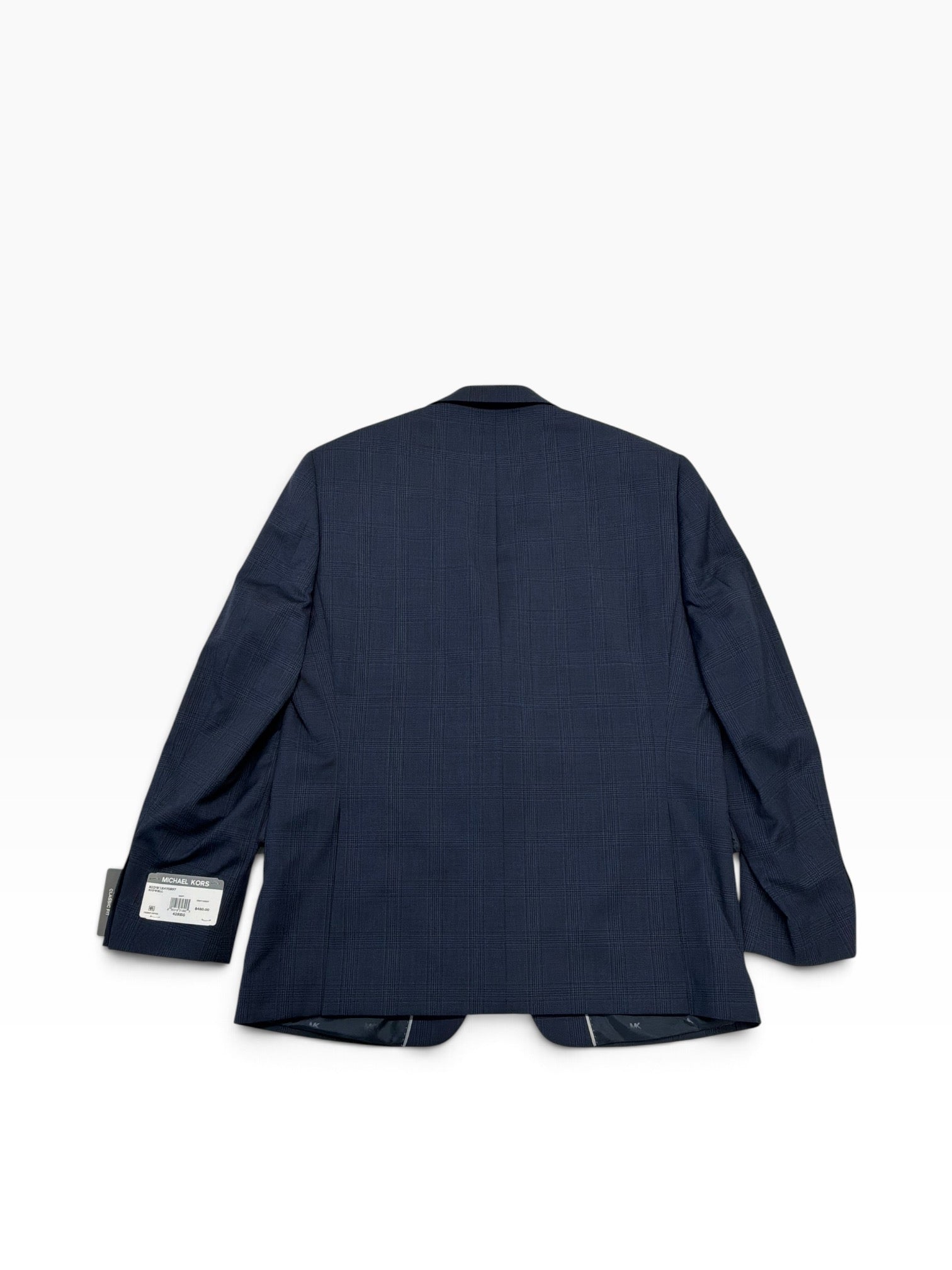 Michael Kors Mens Regular fit Wool Sport Coat Blazer 42 R Navy Blue Plaid