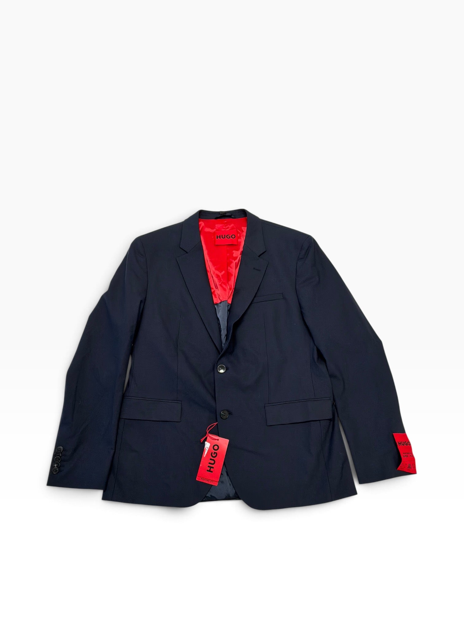 Hugo Boss Mens Modern fit Wool Suit Jacket Blazer 40 R Navy Blue Solid
