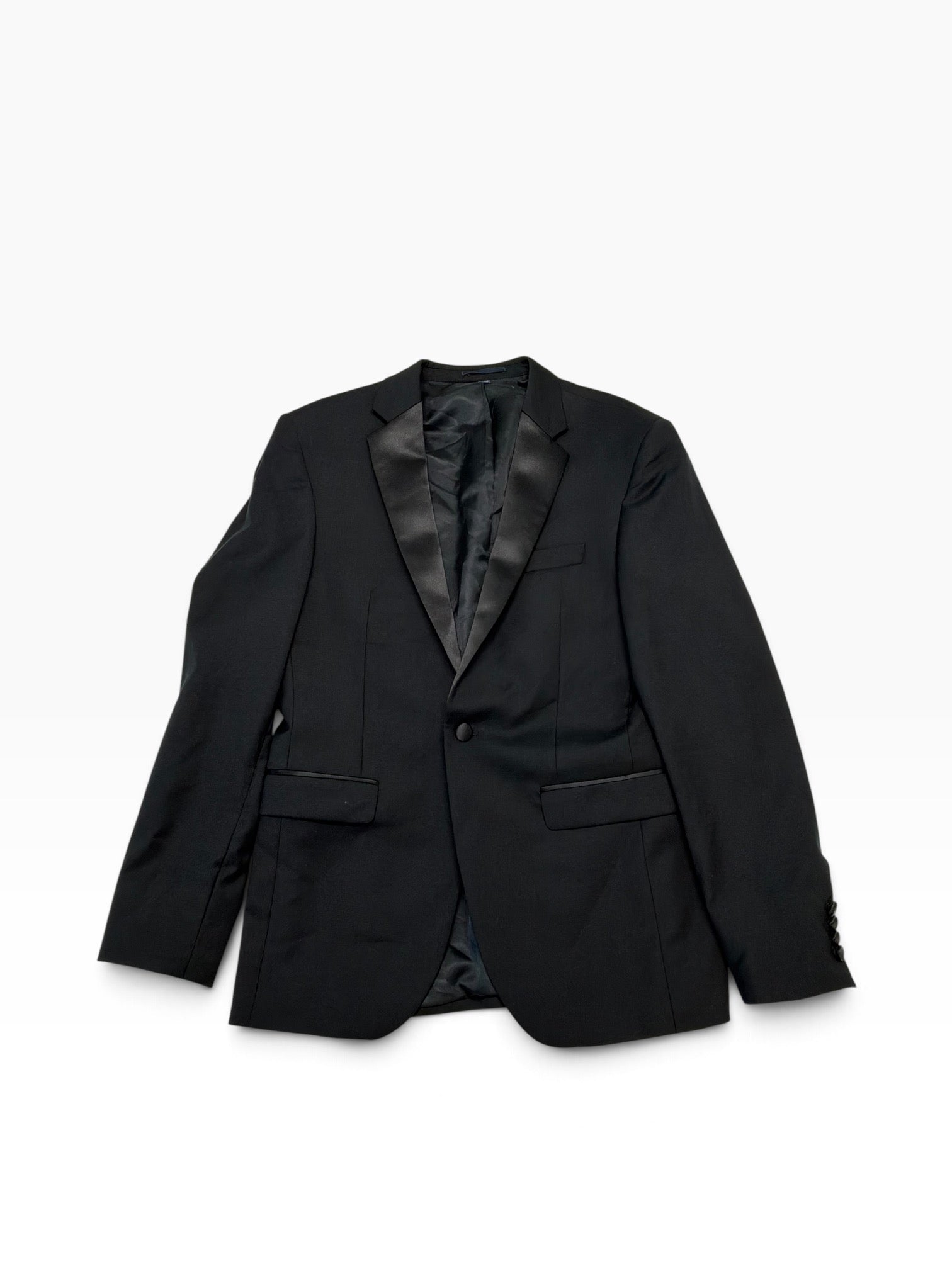 Jos A Bank Mens Slim fit Wool Tuxedo Jacket Blazer 39 R Black Solid