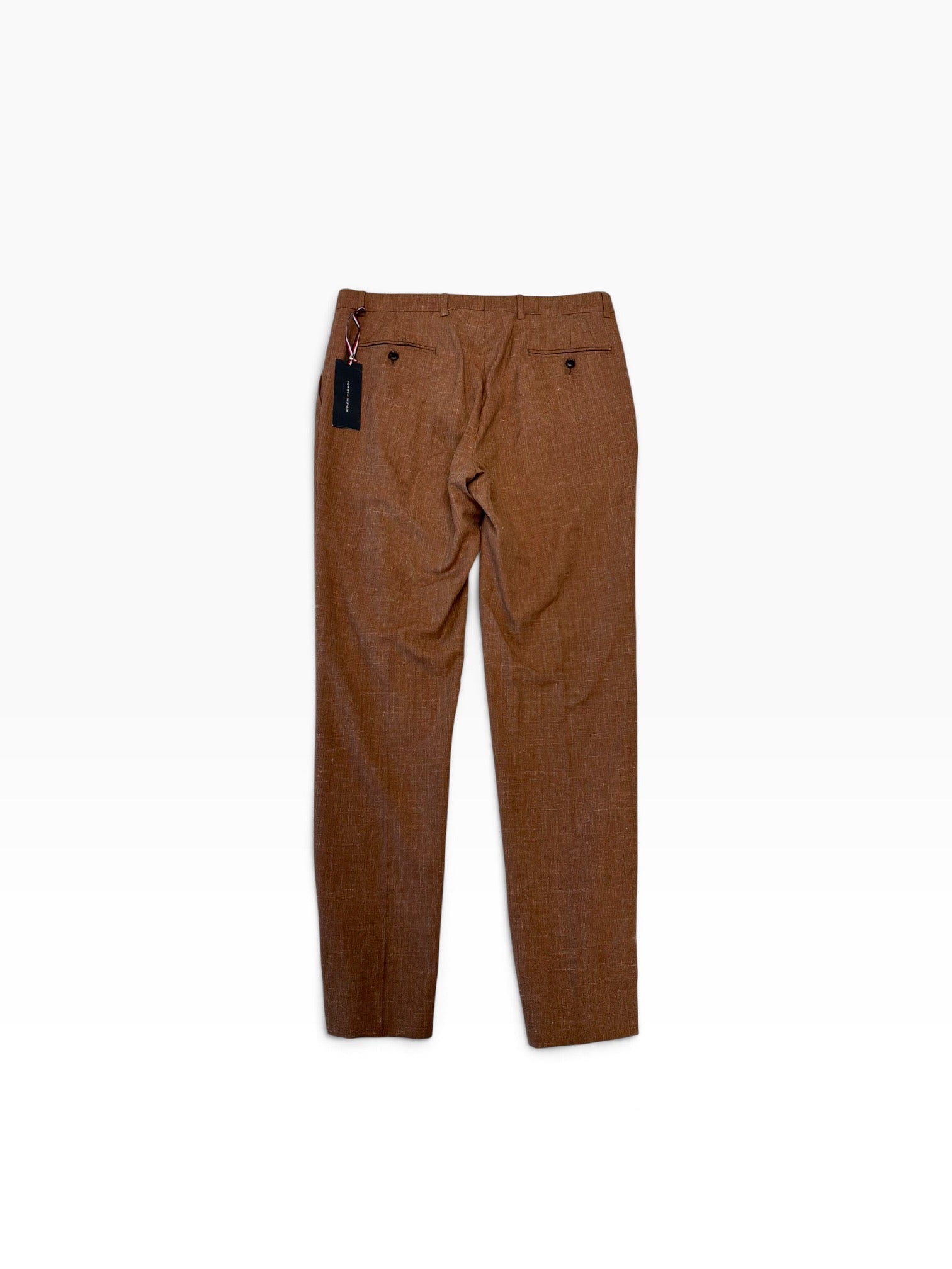 Tommy Hilfiger Mens Modern fit Wool Silk Linen Dress Pants 34 / 32 Rust Solid