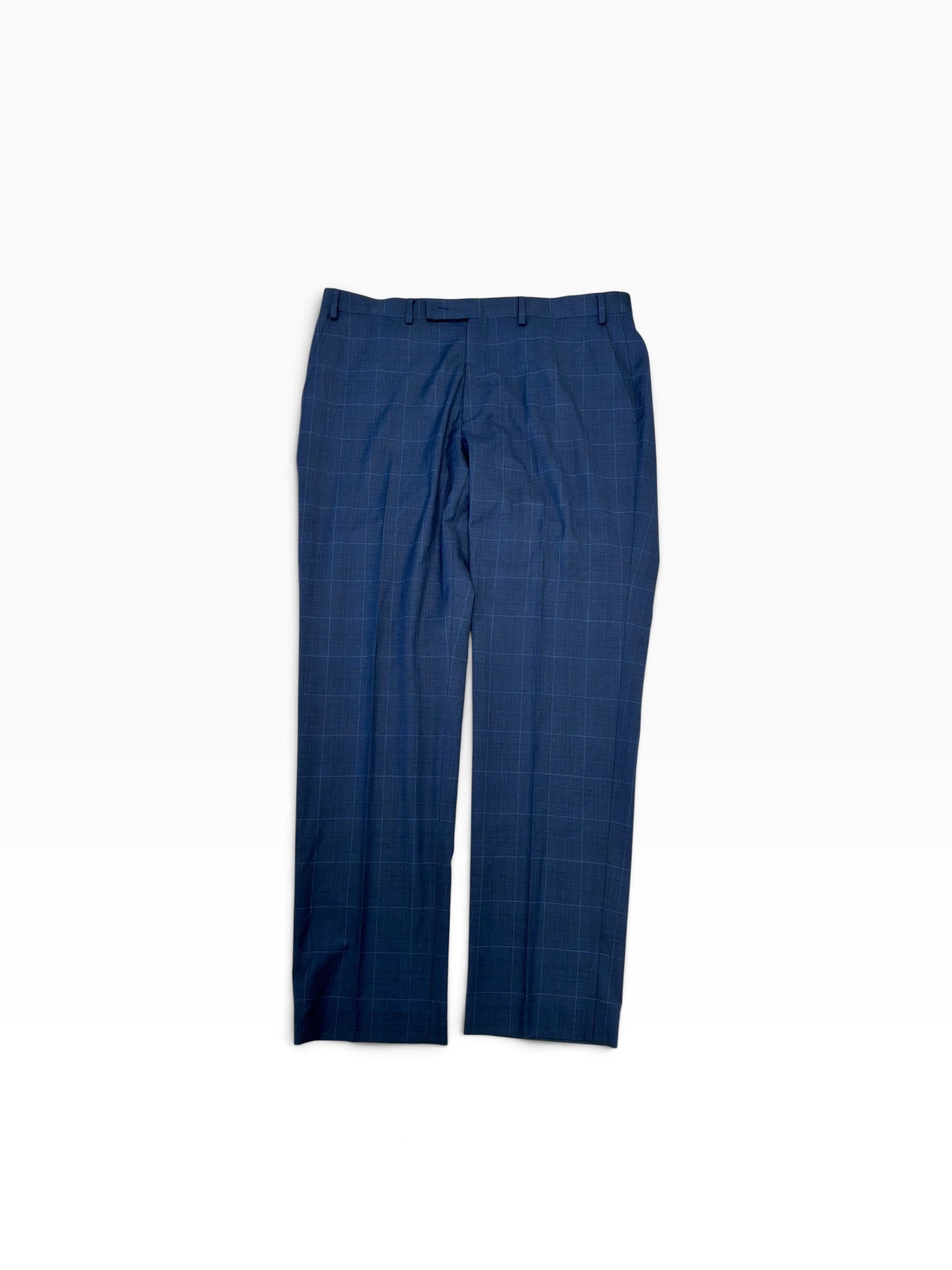 Perry Ellis Mens Modern fit Dress Pants 37 / 32 Blue Plaid