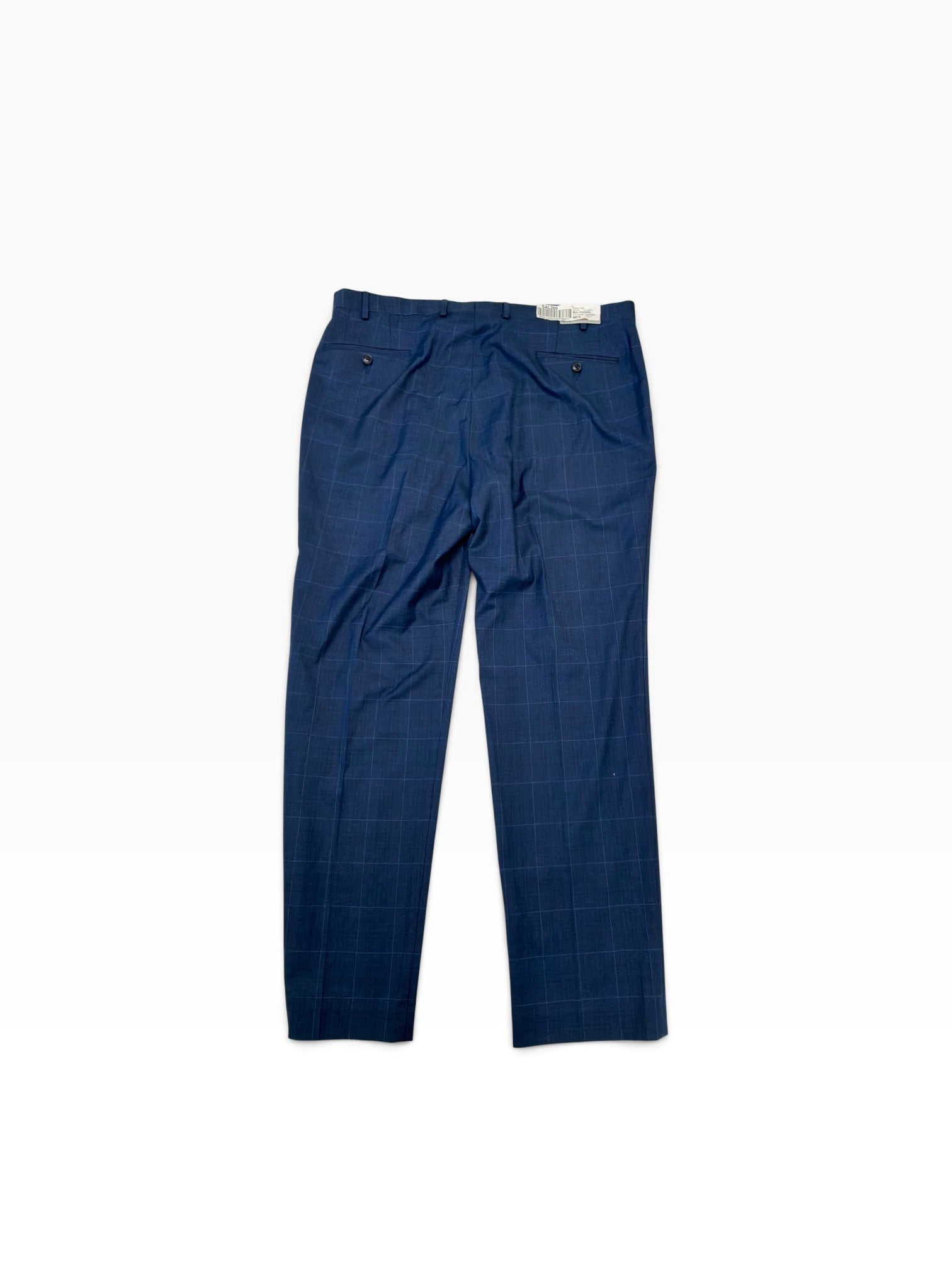 Perry Ellis Mens Modern fit Dress Pants 37 / 32 Blue Plaid