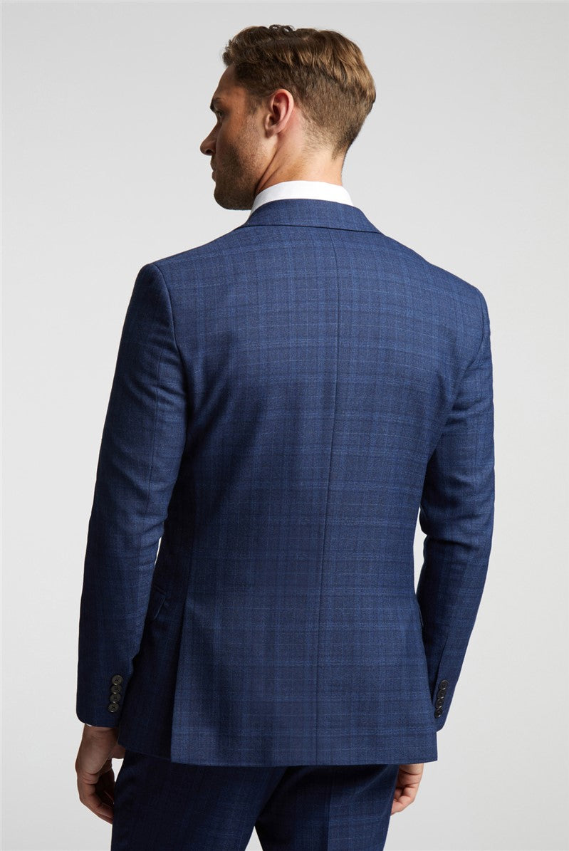 Ted Baker Mens Slim fit Suit Jacket Blazer 46 R Navy Blue Plaid Wool