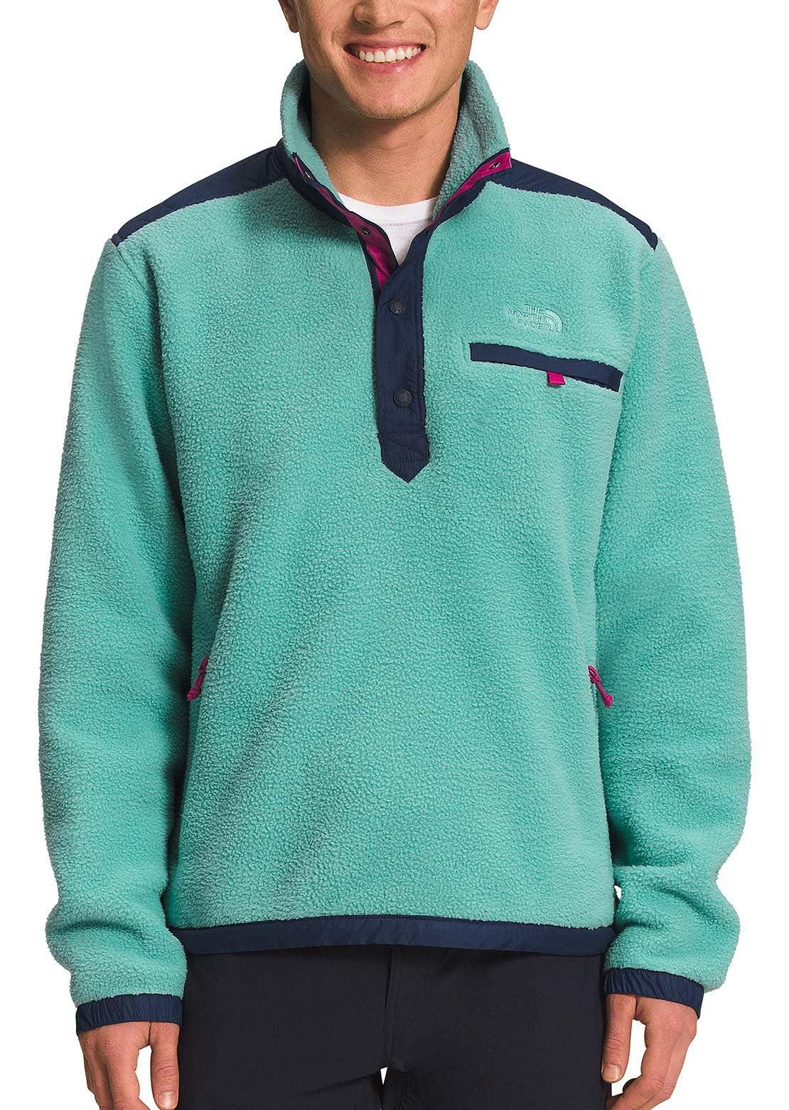 The North Face Royal Arch 1/4 Snap Fleece Top Jacket Coat Medium Blue Green