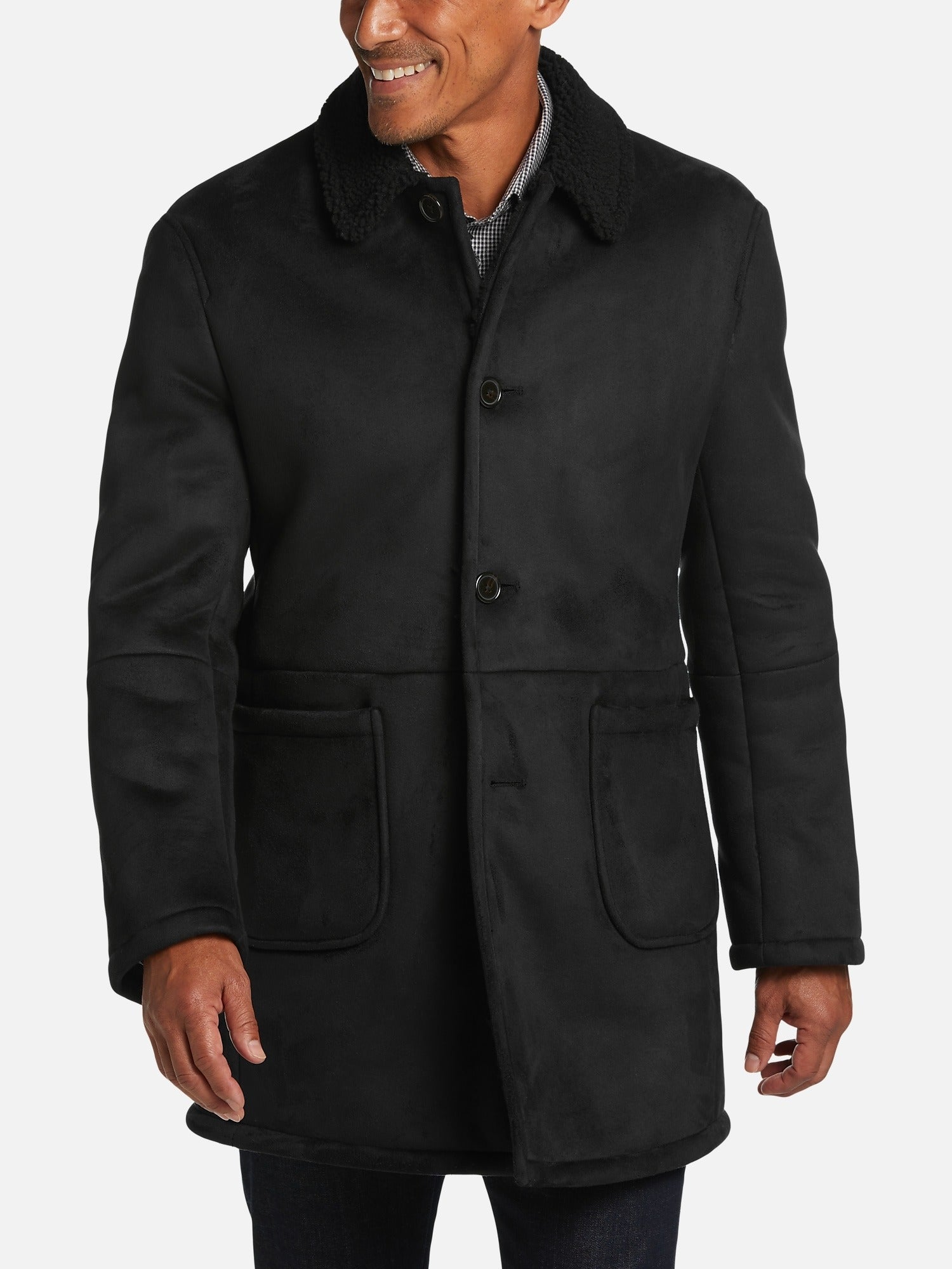 Lauren Ralph Lauren Men's Lefferts Faux-Shearling Overcoat Coat 46R Black