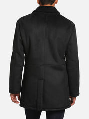 Lauren Ralph Lauren Mens Classic Fit Faux Shearling Overcoat Jacket Black 36R