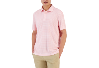 Club Room Mens Mini Striped Tech Polo Pink Medium
