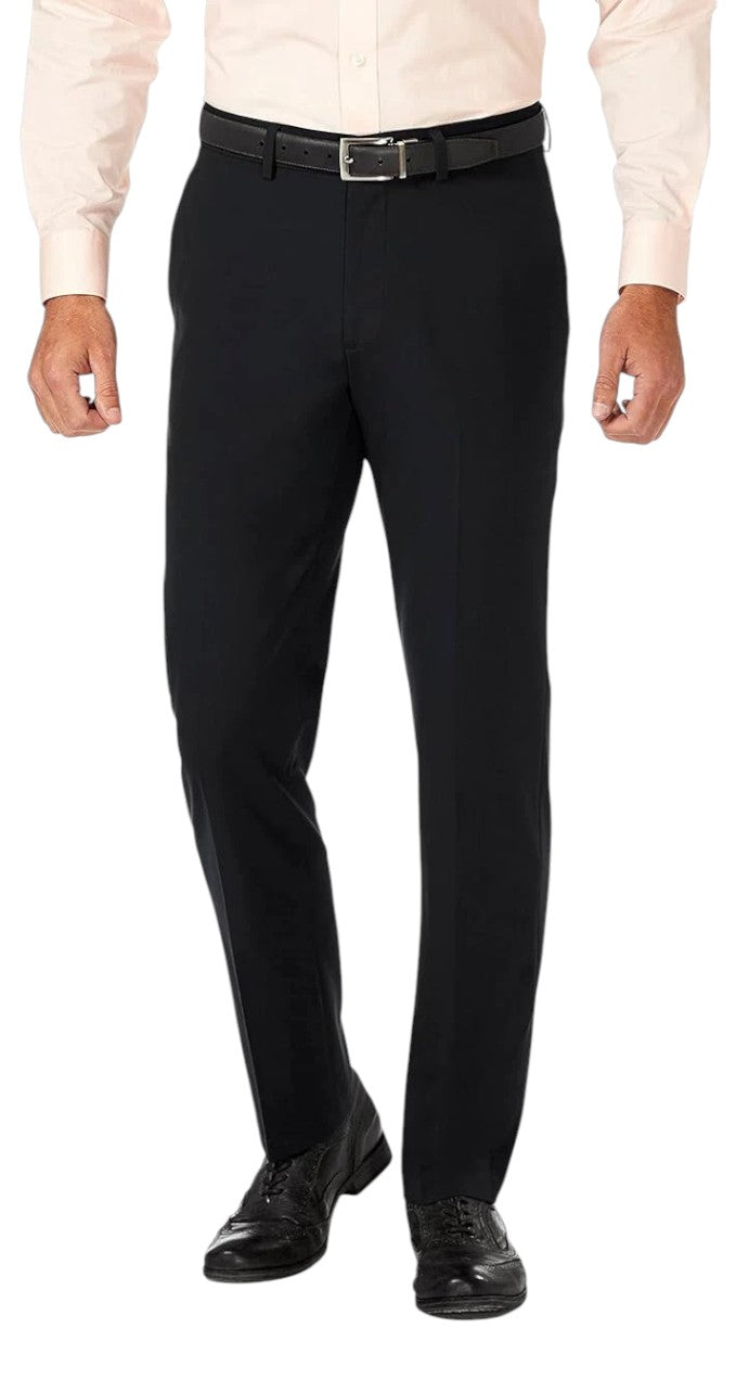 Haggar Mens Classic fit Dress Pants 38 / 29 Black Solid