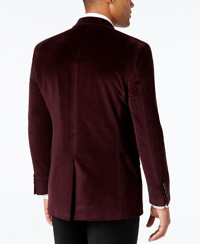 Lauren Ralph Lauren Men's Classic Fit Velvet Sport Coat Burgundy Red 44S