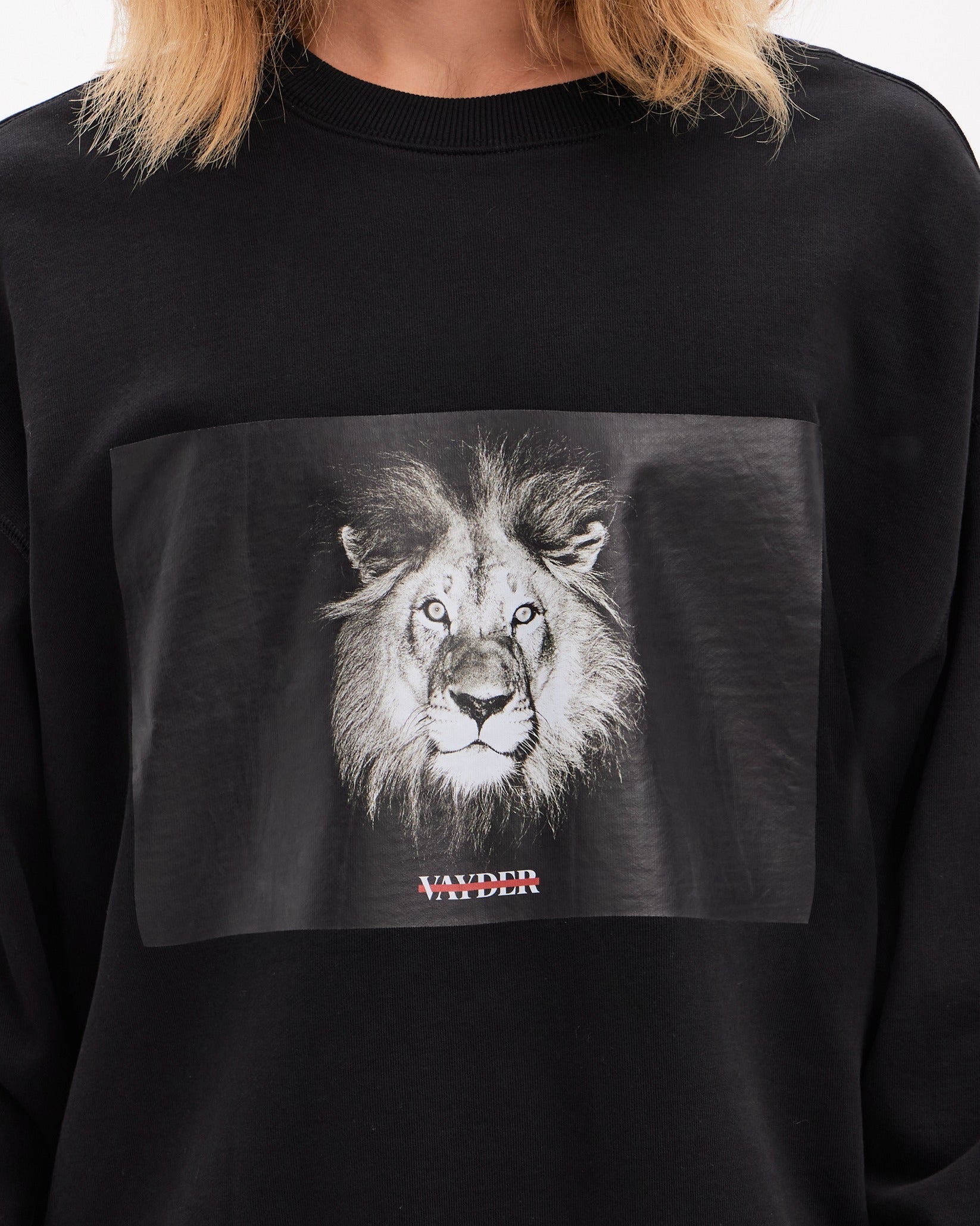 Vayder Mens Muller Lion Graphic Crew Neck Sweatshirt Large Black
