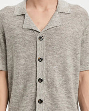 Vayder Mens Regular fit Short Sleeve Button-Up Sweater Large Collared Beige