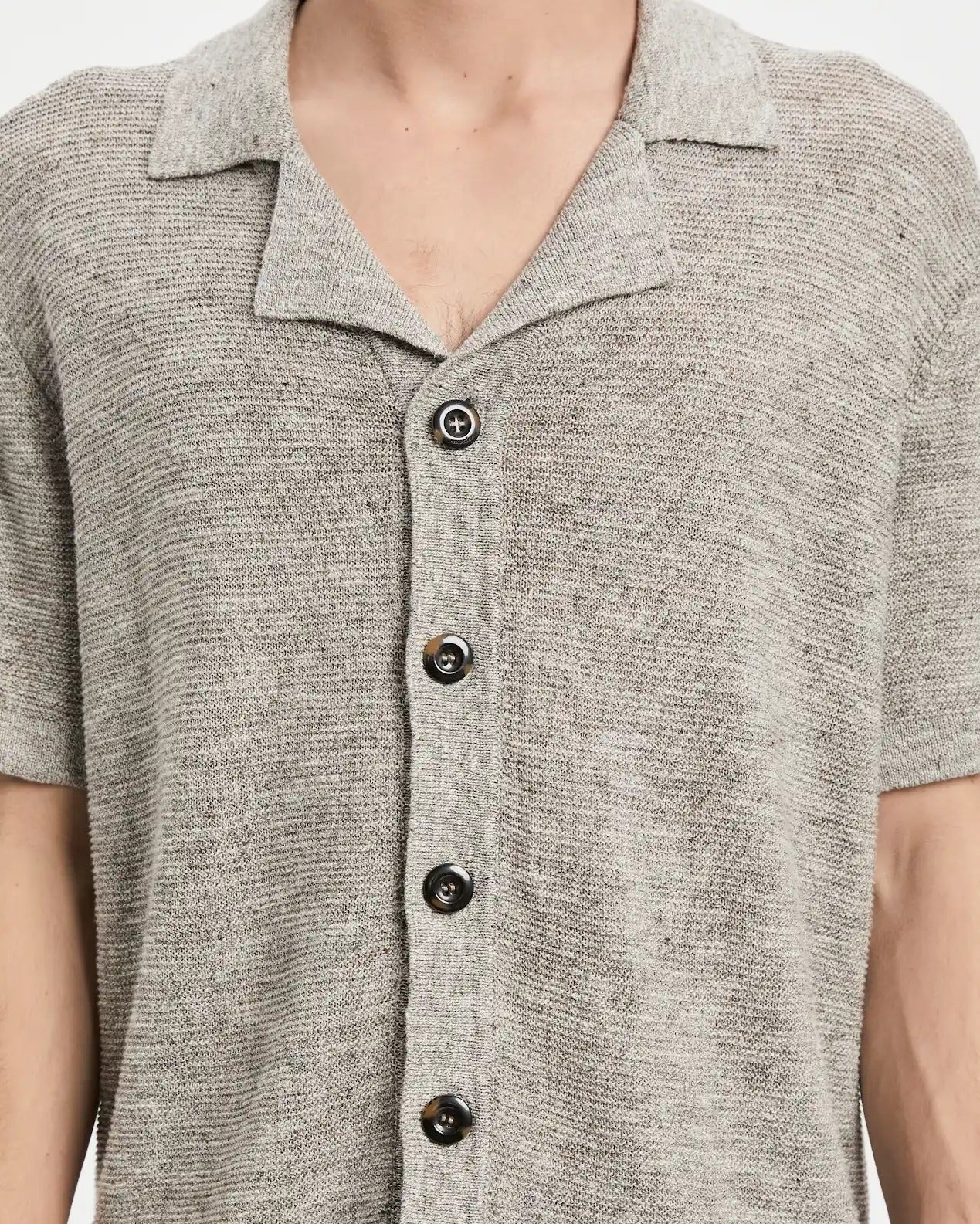 Vayder Mens Regular fit Short Sleeve Button-Up Sweater XL Collared Beige