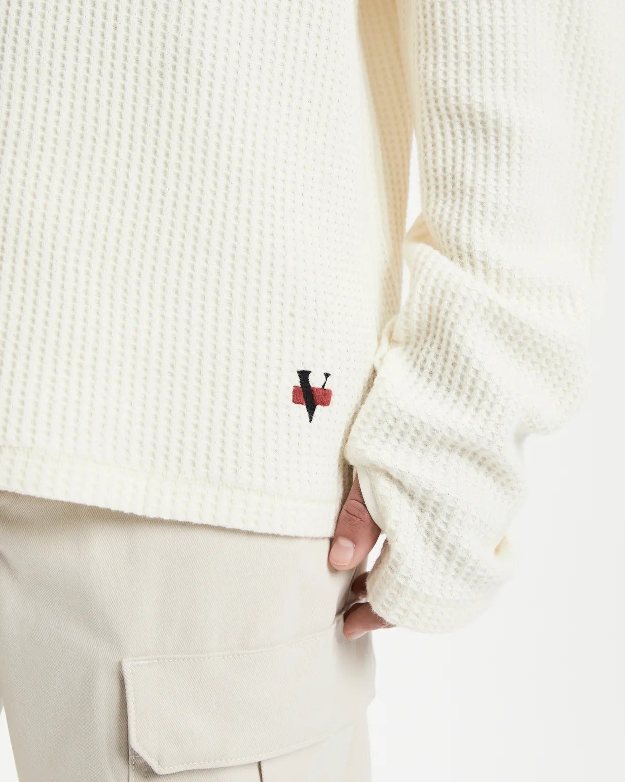 Vayder Mens Knit Thermal Long Sleeve Shirt Medium White