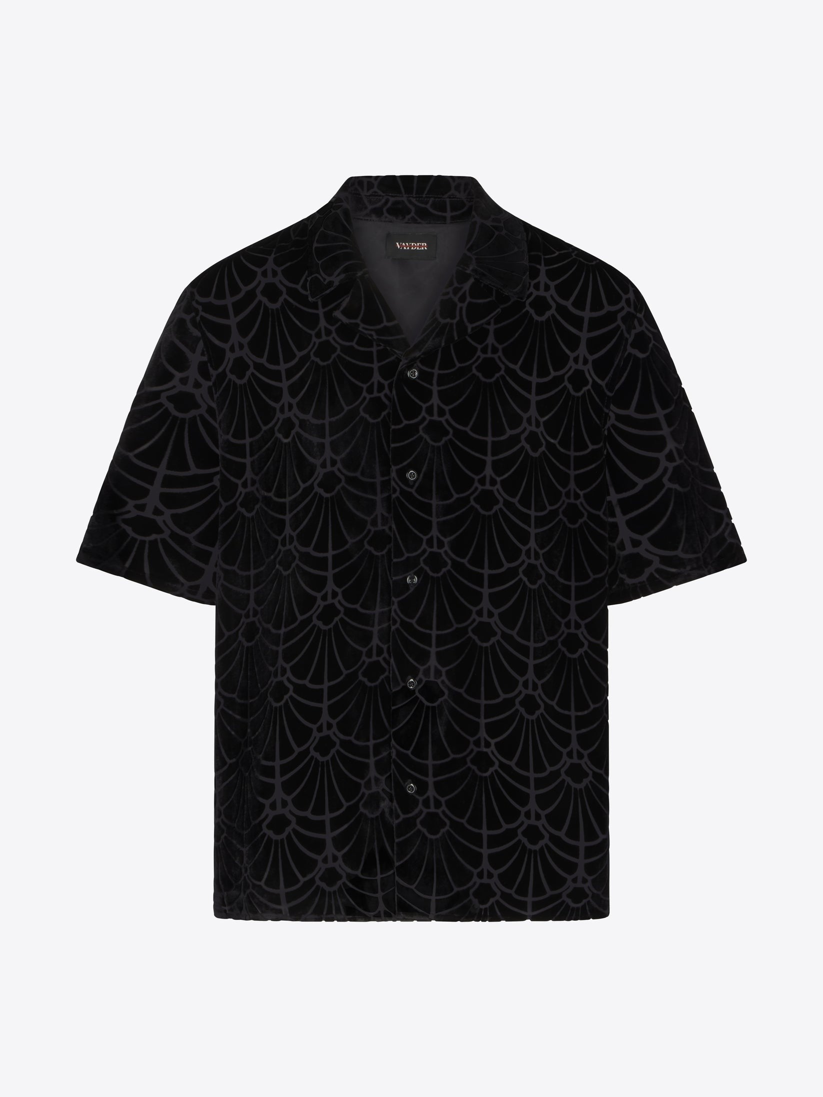 Vayder Mens Maqueda Velour Short Sleeve Button Up XL Black Shell Burnout