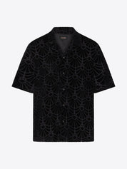 Vayder Mens Maqueda Velour Short Sleeve Button Up XL Black Shell Burnout