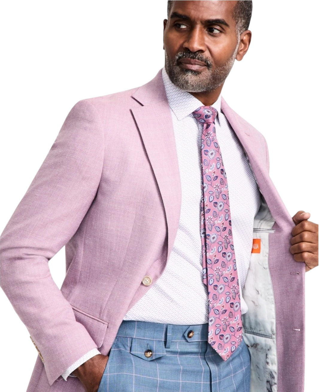 Tallia Mens Slim fit Sport Coat Blazer 44 L Purple Solid Stretch