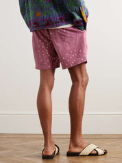 KARDO Olbia Straight-Leg Tie-Dyed Cotton Drawstring Shorts XL Pink