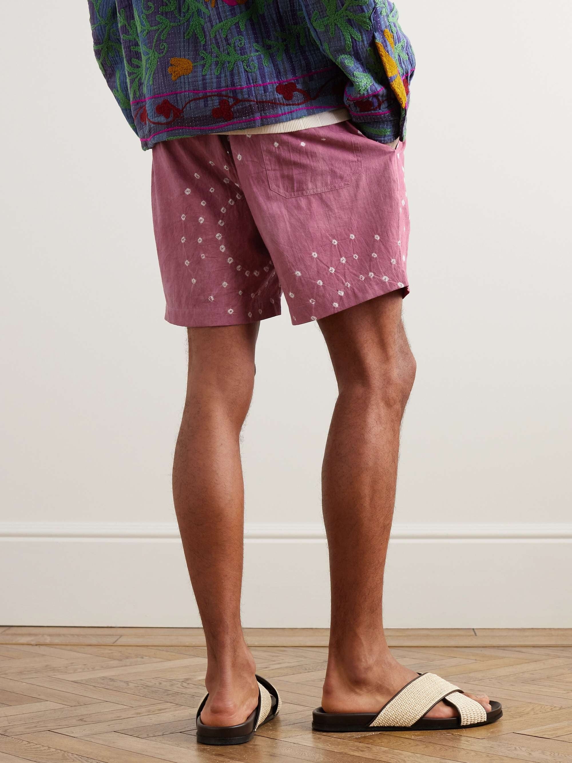 KARDO Olbia Straight-Leg Tie-Dyed Cotton Drawstring Shorts XL Pink