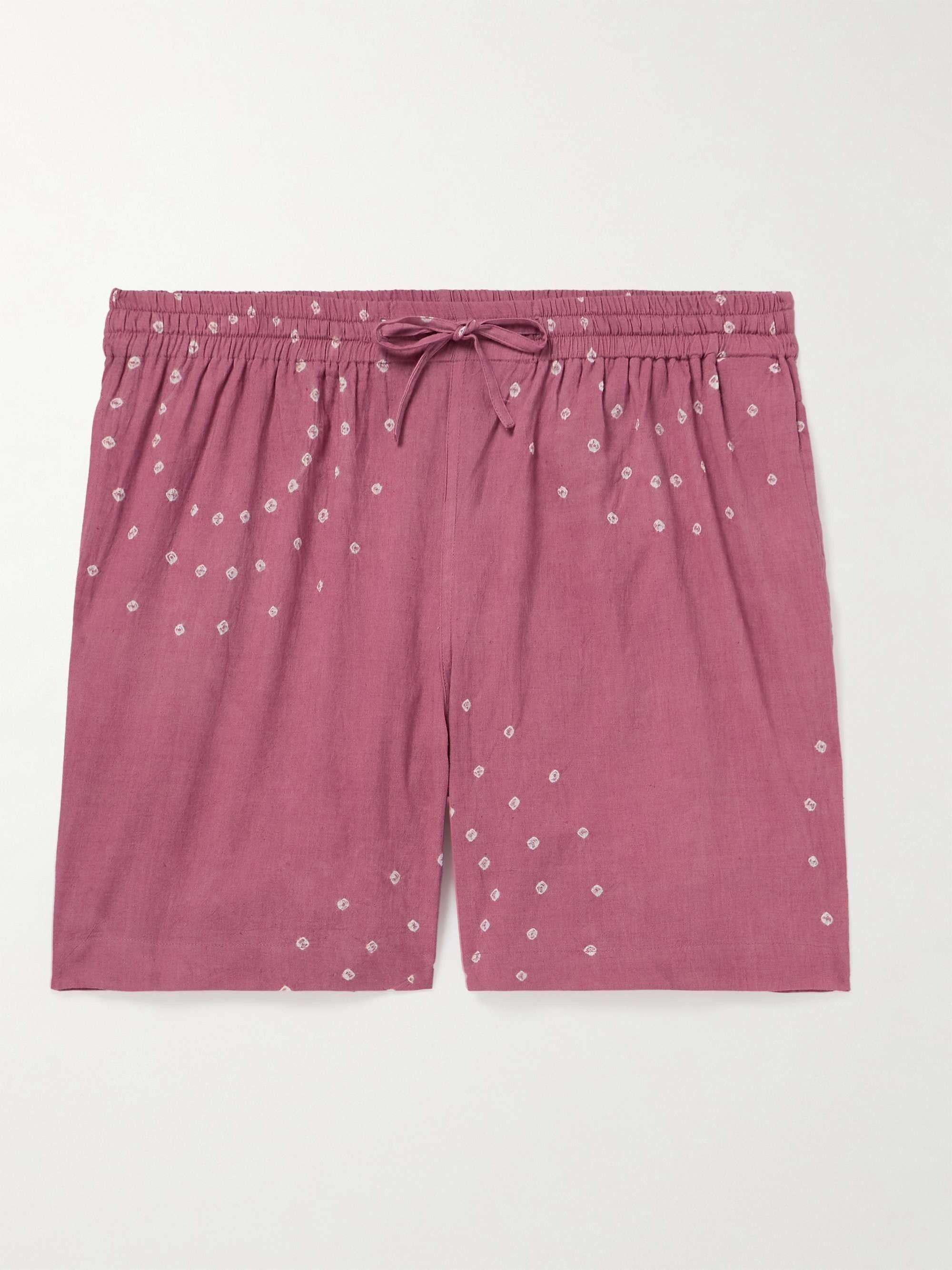 KARDO Olbia Straight-Leg Tie-Dyed Cotton Drawstring Shorts XL Pink