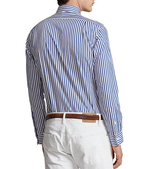 Polo Ralph Lauren Mens Regent Custom Fit Striped Button Down  Shirt Blue Medium