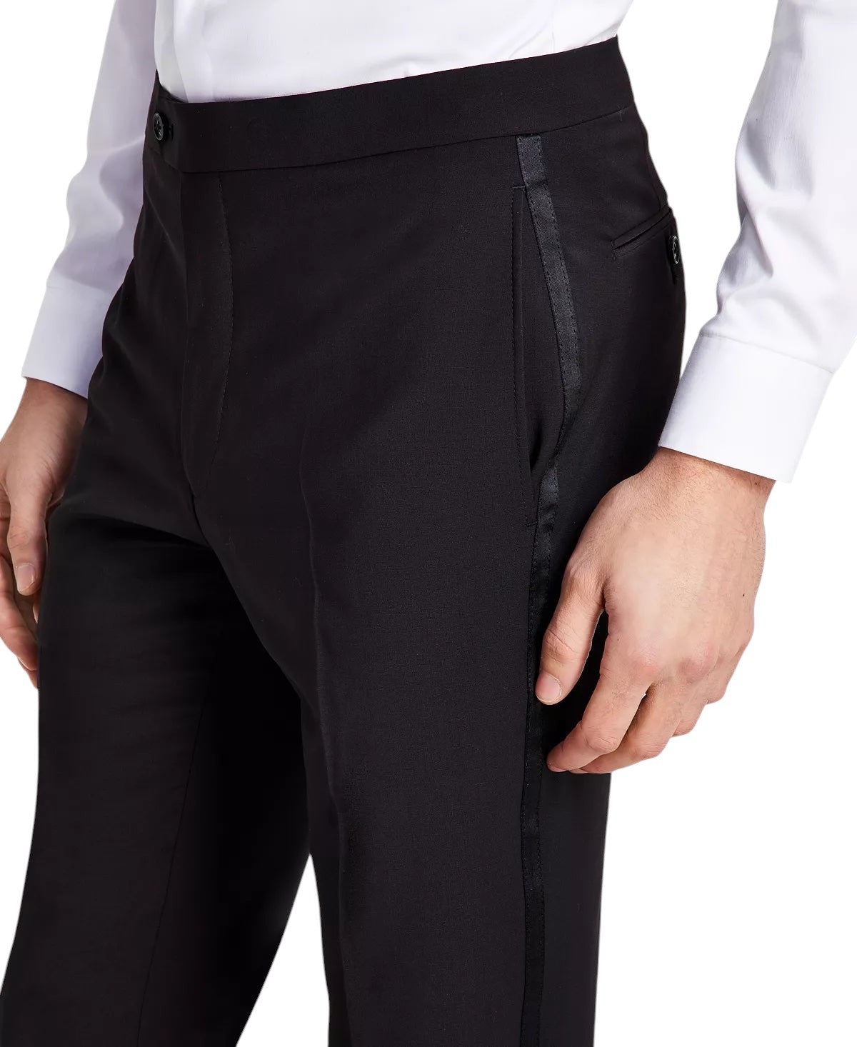 Calvin Klein Mens Skinny fit Wool Tuxedo Pants 30 / 32 Black Solid