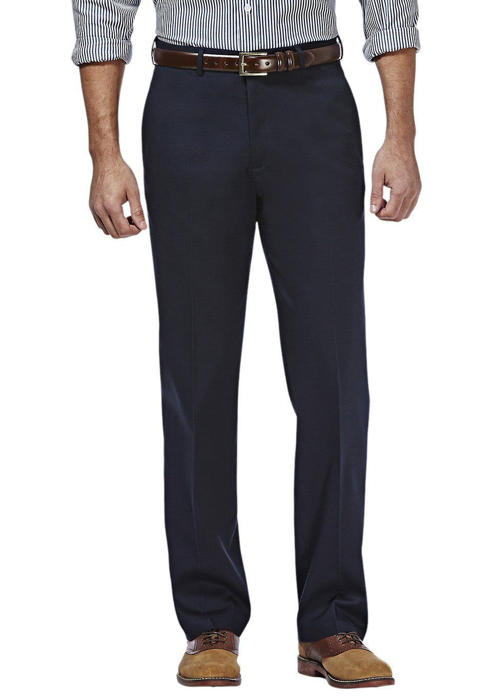Haggar Mens Classic fit Dress Pants 34 / 32 Navy Blue Solid