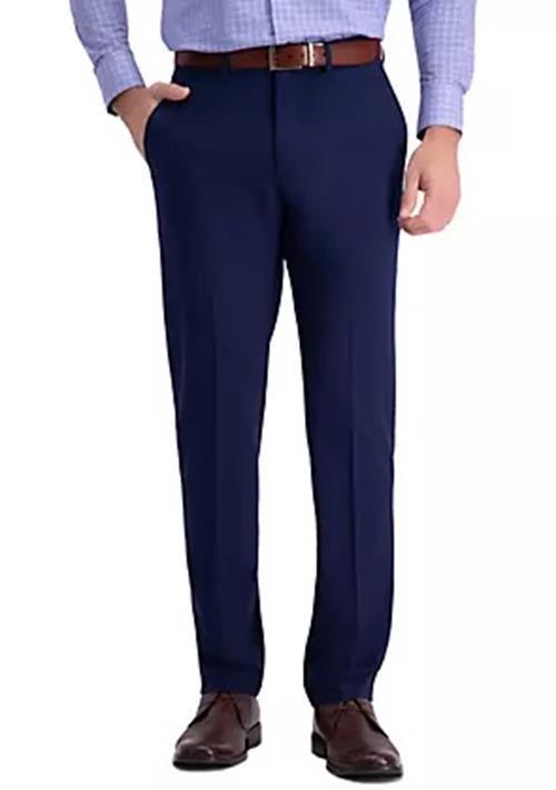 Haggar Mens Slim fit Dress Pants 32 / 34 Navy Blue Solid