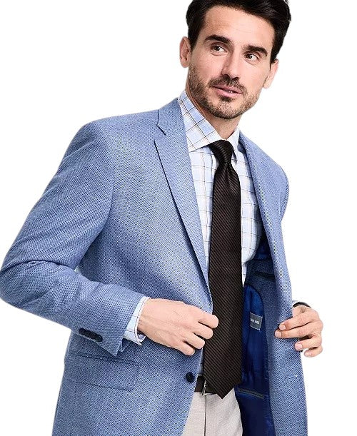 Michael Kors Mens Classic fit Sport Coat Blazer 38 R Blue White Birdseye