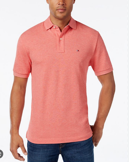 Tommy Hilfiger Men's Custom Fit Ivy Polo Shirt Legion Peach 3XL XXXL Orange