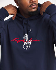 Polo Ralph Lauren Big Pony Logo Fleece Hoodie Sweatshirt XLT Navy Blue