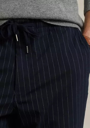 Polo Ralph Lauren Mens Stretch Striped Classic Fit Pants Navy Blue Large