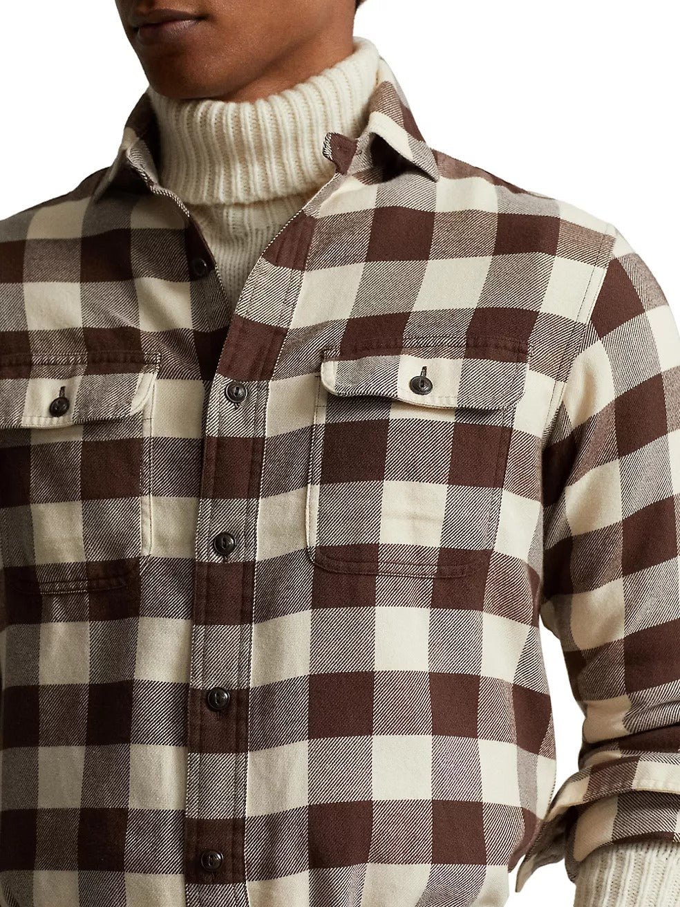 Polo Ralph Lauren Mens Button Down Checked Shirt Brown Beige Small