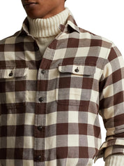 Polo Ralph Lauren Mens Button Down Checked Shirt Brown Beige Small