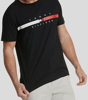 Tommy Hilfiger Men's Flag Stripe Tshirt  Black Xl