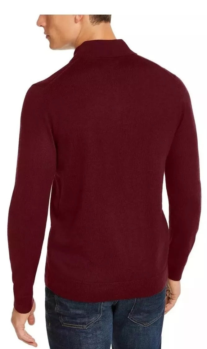 Club Room Men's Regular Fit Long Sleeve Henley Sweater Red Plum Medium