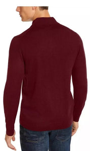 Club Room Men's Regular Fit Long Sleeve Henley Sweater Red Plum Medium