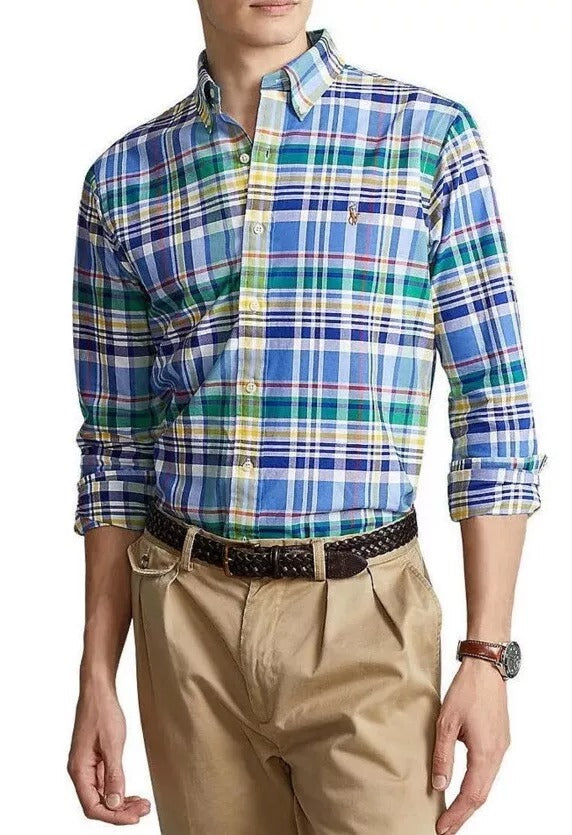 Polo Ralph Lauren Mens Classic Fit Oxford Button Down Shirt Blue Red Multi XL