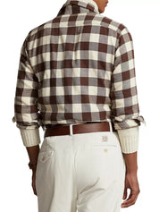 Polo Ralph Lauren Mens Button Down Checked Shirt Brown Beige Small