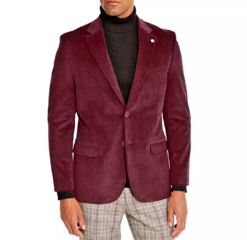 Nautica Mens Brielle Modern Fit Corduroy Sport Coat 38S Blazer Red