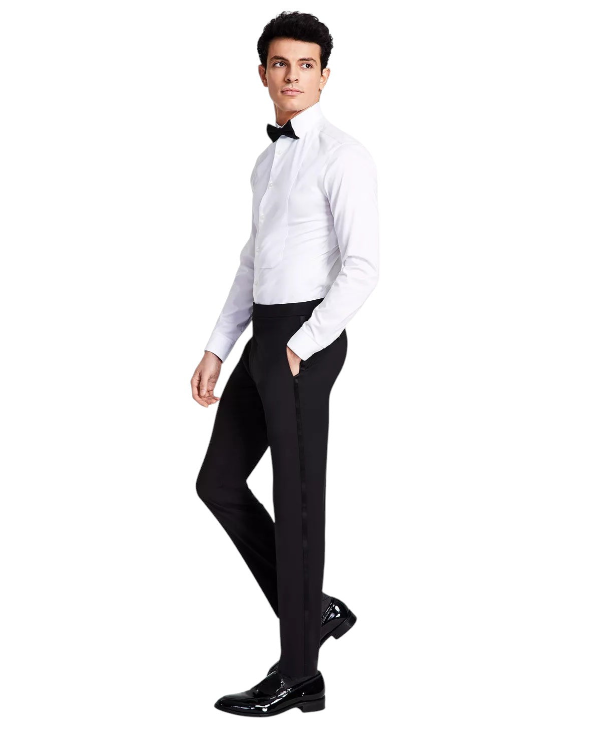 Calvin Klein Mens Skinny fit Wool Tuxedo Pants 30 / 32 Black Solid