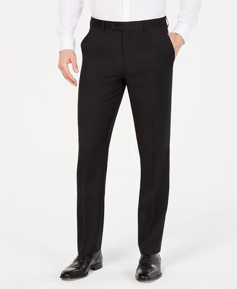 Lauren Ralph Lauren Mens UltraFlex Flat Front Suit Dress Pants Black 44 x 32