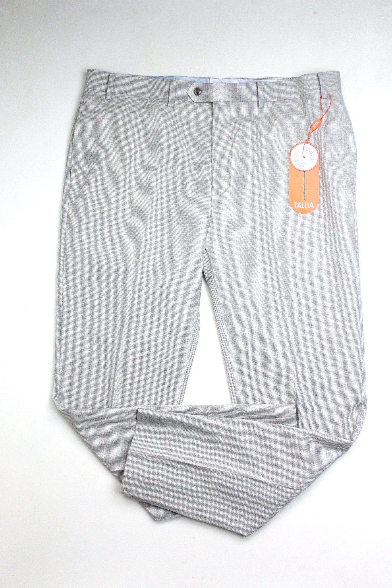 Tallia Mens Slim Fit Grey Tic Mini Check Dress Pants 38 x 34 Wool