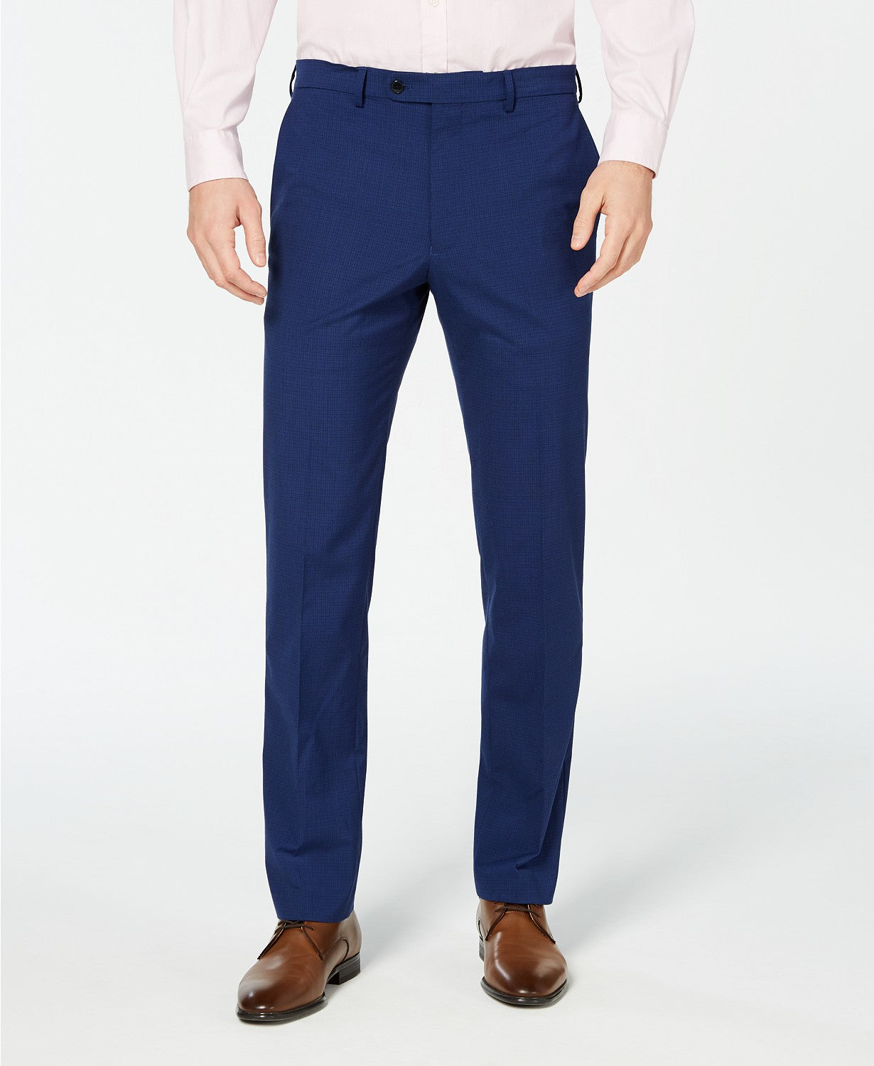 Vince Camuto Slim-Fit Wrinkle-Resistant Blue Check Dress Pants 33 x 32