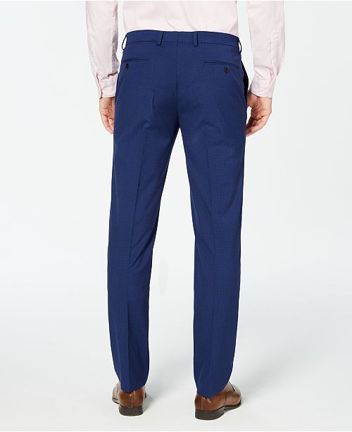 Vince Camuto Slim-Fit Wrinkle-Resistant Blue Check Dress Pants 33 x 32