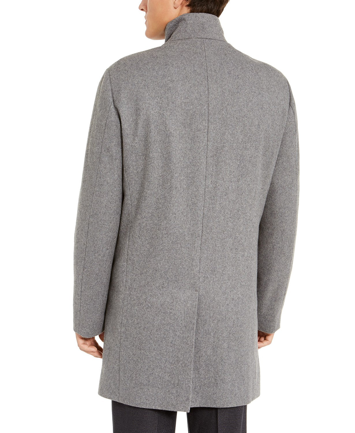Calvin Klein Men's Mayden Slim-Fit Overcoat Coat 42L Light Grey Wool