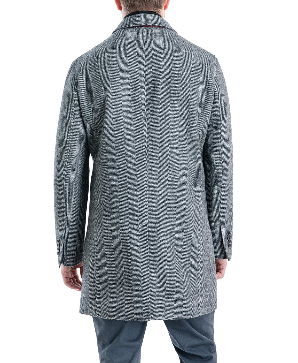Michael Kors Men's Pike Slim Fit Top Coat 36S Herringbone Wool Overcoat