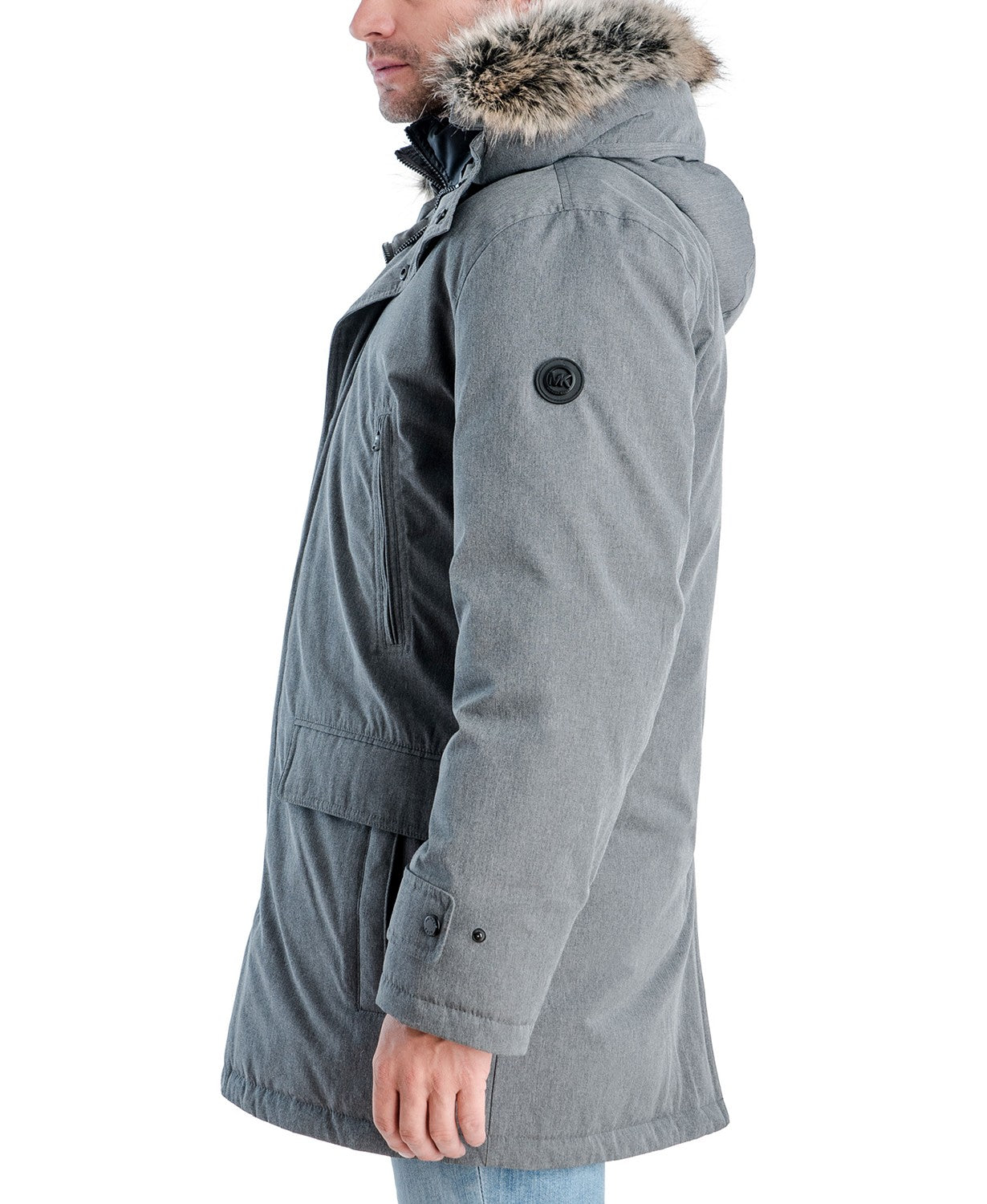 Michael Kors Men's Hooded Bib Snorkel Parka Coat Large Grey